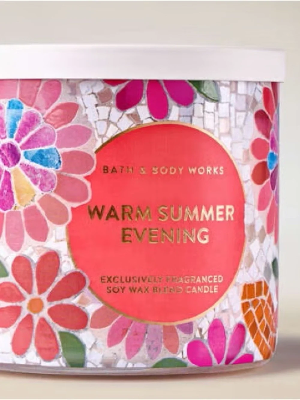Bath & Body Works Floral Mosaic 3-Wick Candle - Pink & Coral